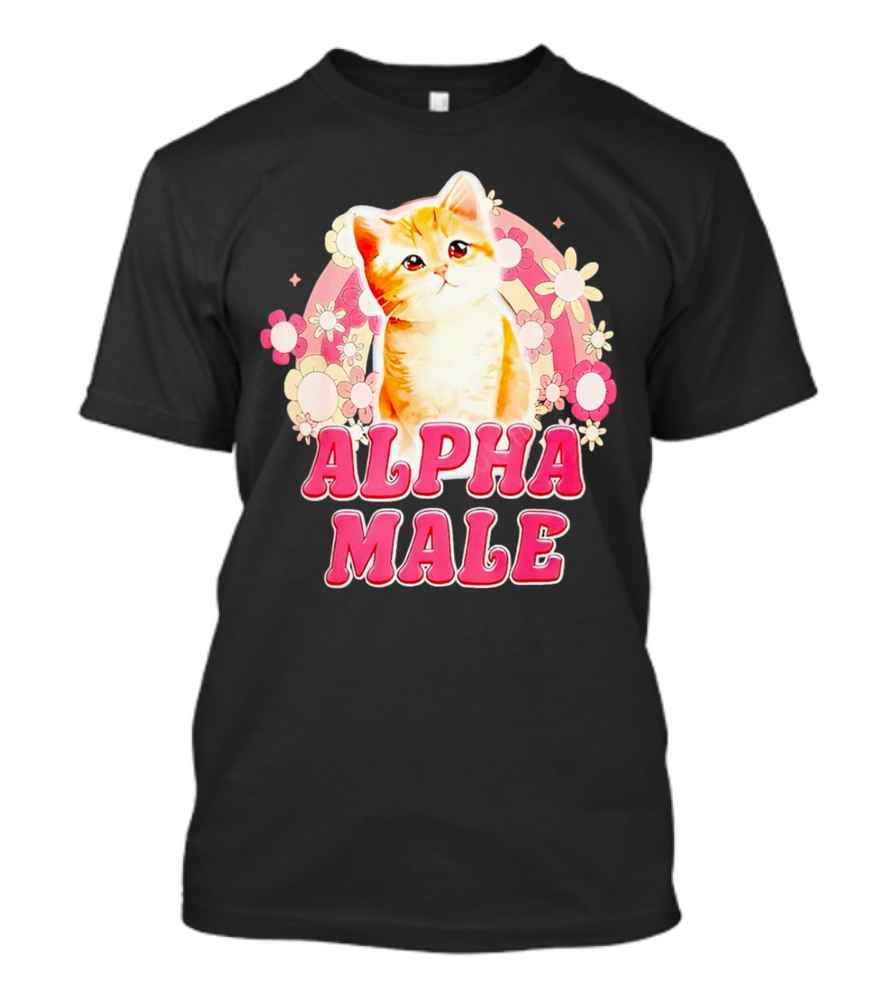 Alpha Male Cat With Floral Background T-Shirt