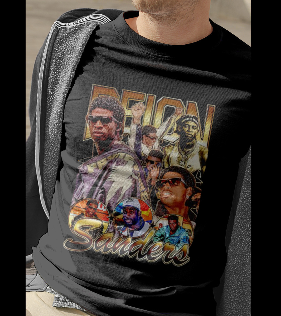 Deion Sanders Prime Time Vintage Collage With Multiple Portraits T-Shirt