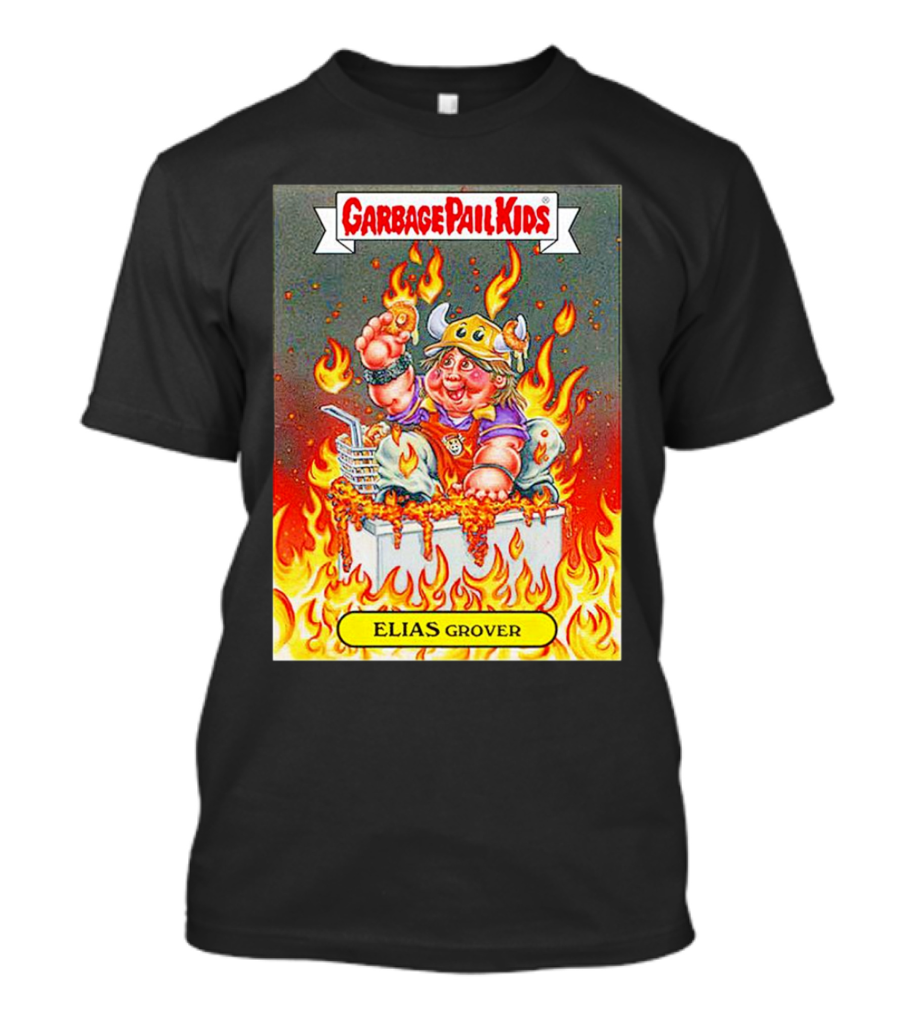 Garbage Pail Kids Elias Grover Viking Costume In Flames T-Shirt
