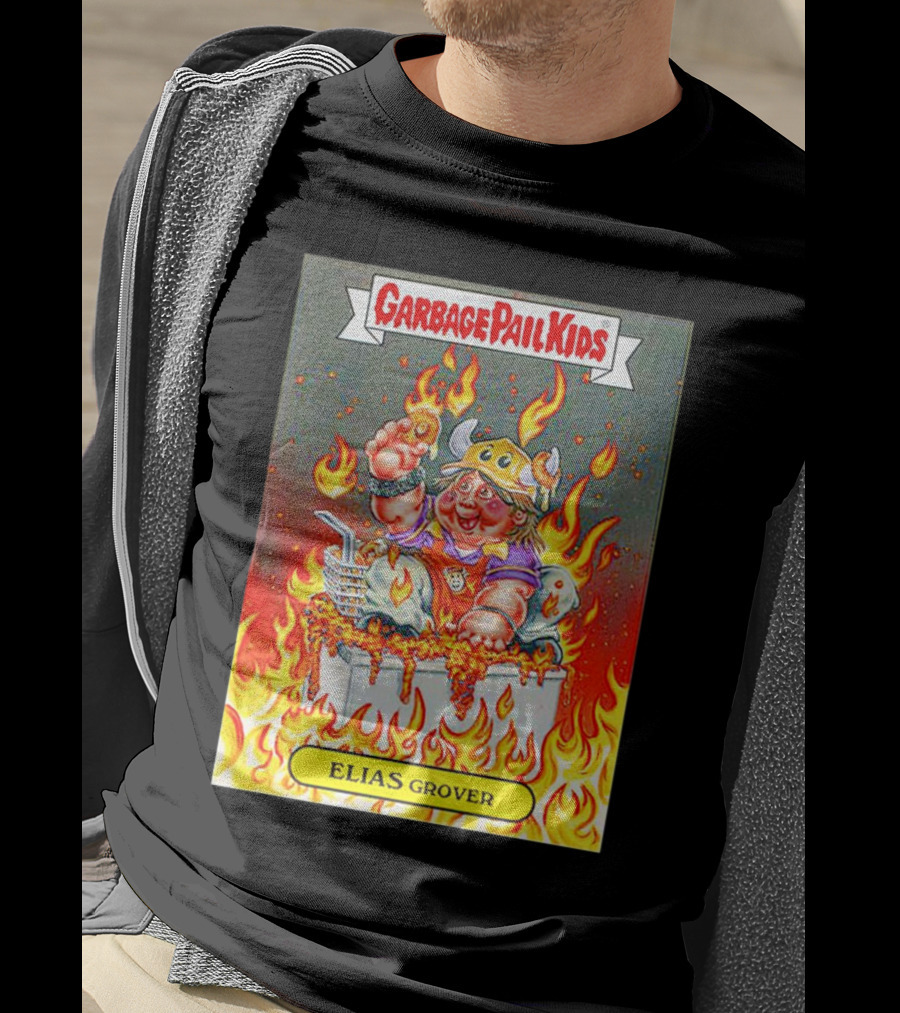 Garbage Pail Kids Elias Grover Viking Costume In Flames T-Shirt