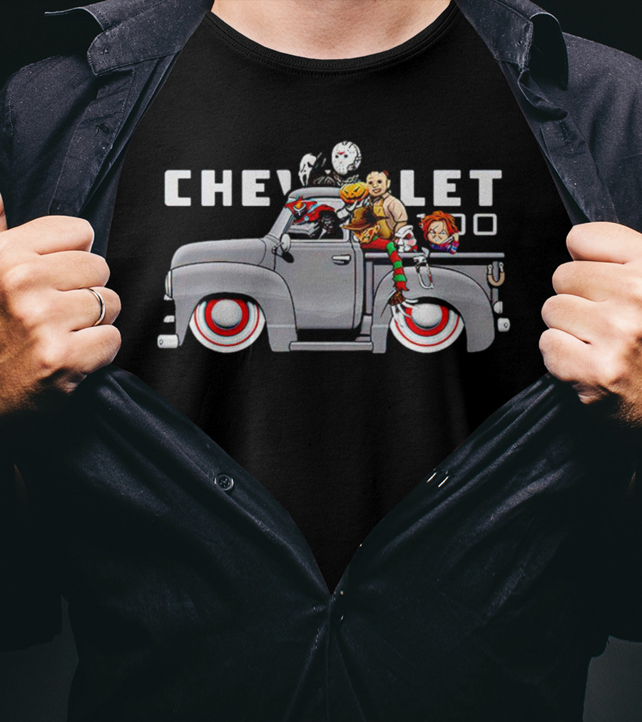 Chevrolet Truck With Horror Movie Characters T-Shirt
