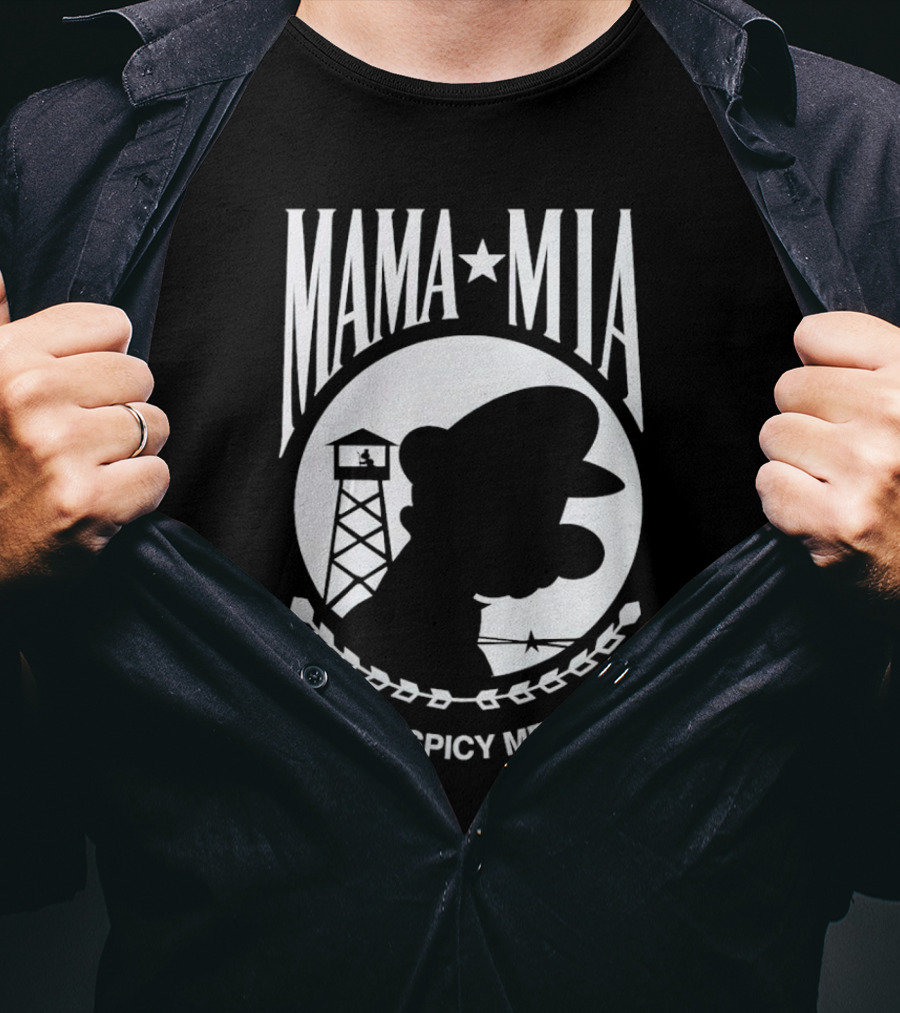 MAMA MIA THAT'S A SPICY MEATBALL Mario Silhouette Prison Tower T-Shirt
