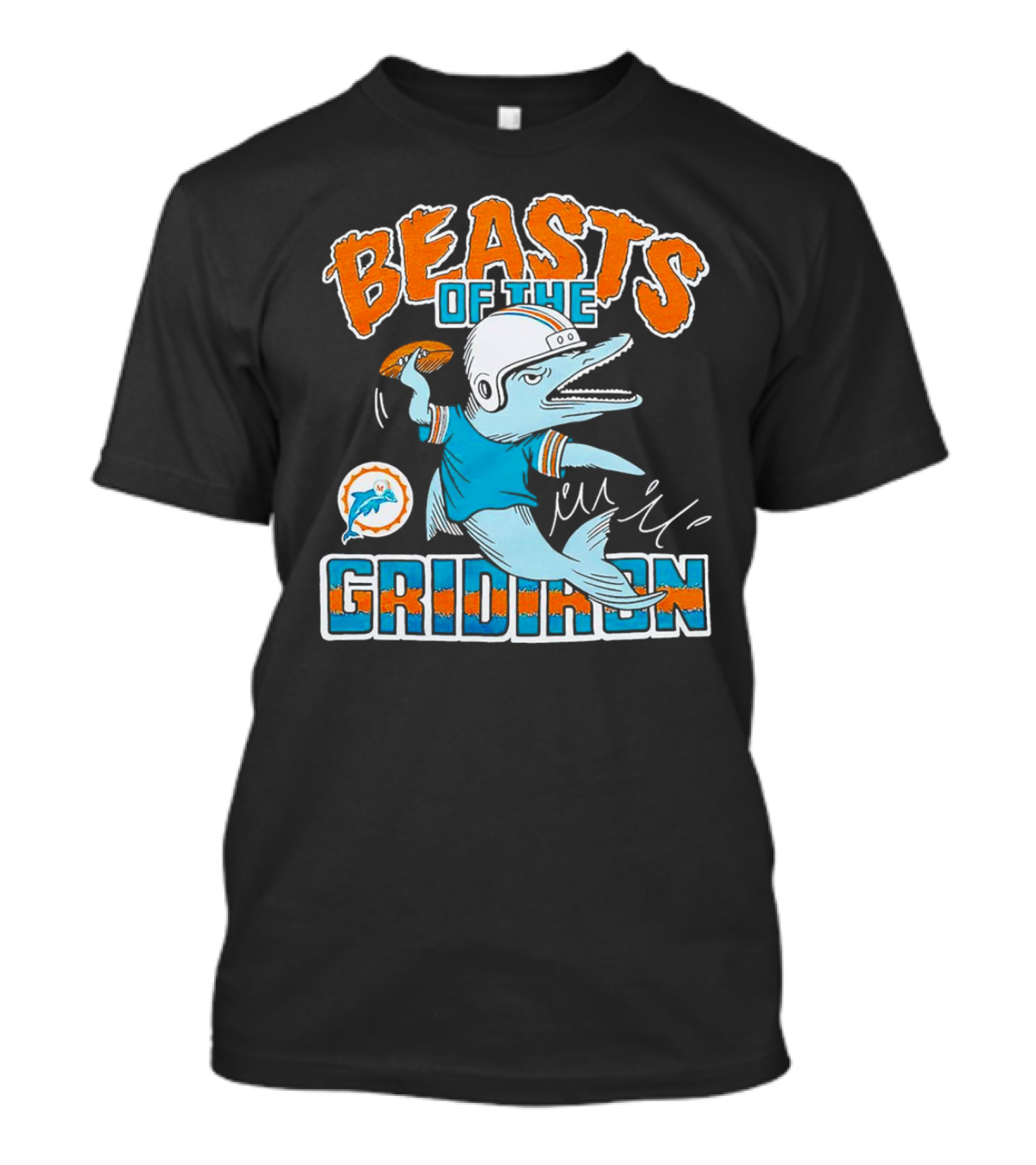 Miami Dolphins Beasts Of The Gridiron Football Dolphin Throwing Pass T-Shirt