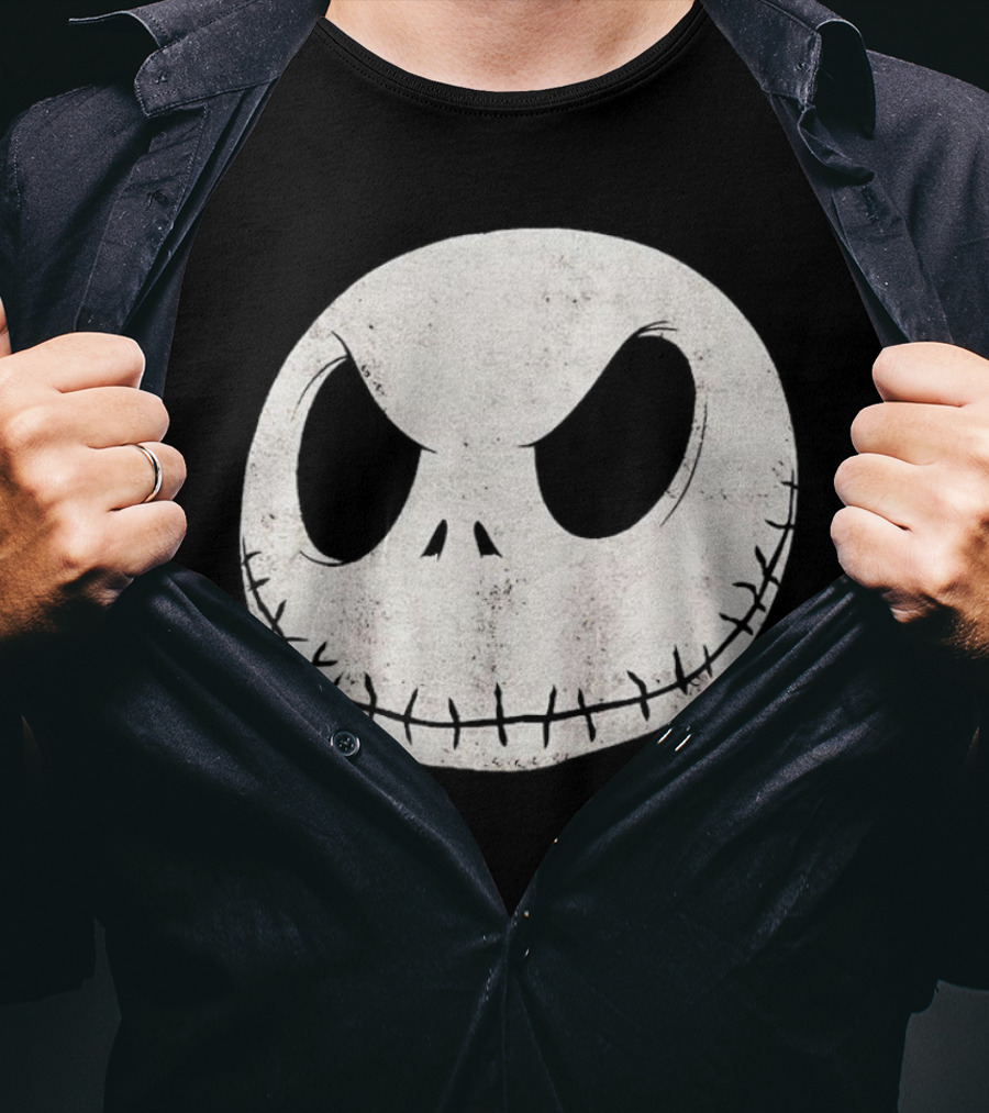 Disney Nightmare Before Christmas Jack Skellington Face Iconic Character T-Shirt