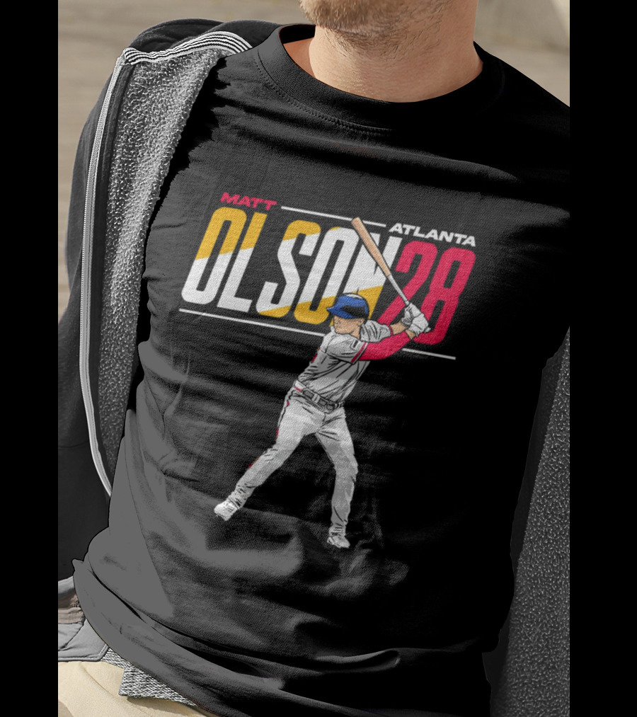 Matt Olson Atlanta Olson 28 Cartoon Vintage Baseball Batter T-Shirt