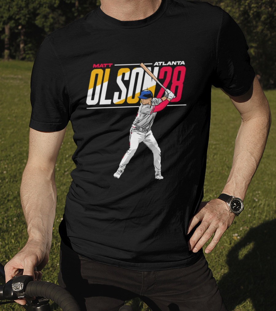 Matt Olson Atlanta Olson 28 Cartoon Vintage Baseball Batter T-Shirt