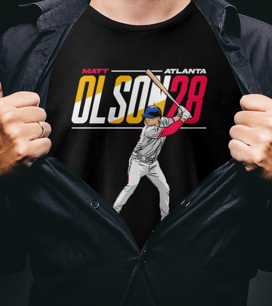 Matt Olson Atlanta Olson 28 Cartoon Vintage Baseball Batter T-Shirt