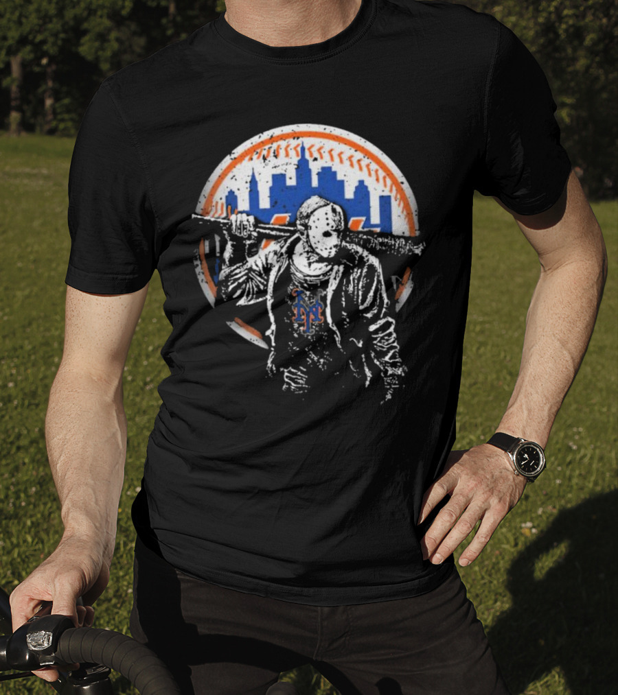 New York Mets Halloween Jason Voorhees Baseball Crossover T-Shirt