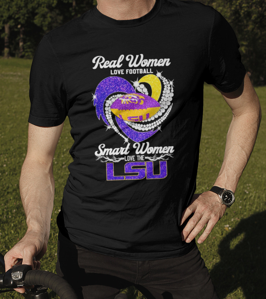 Real Women Love Football Smart Women Love The LSU Tigers Football Sparkle T-Shirt