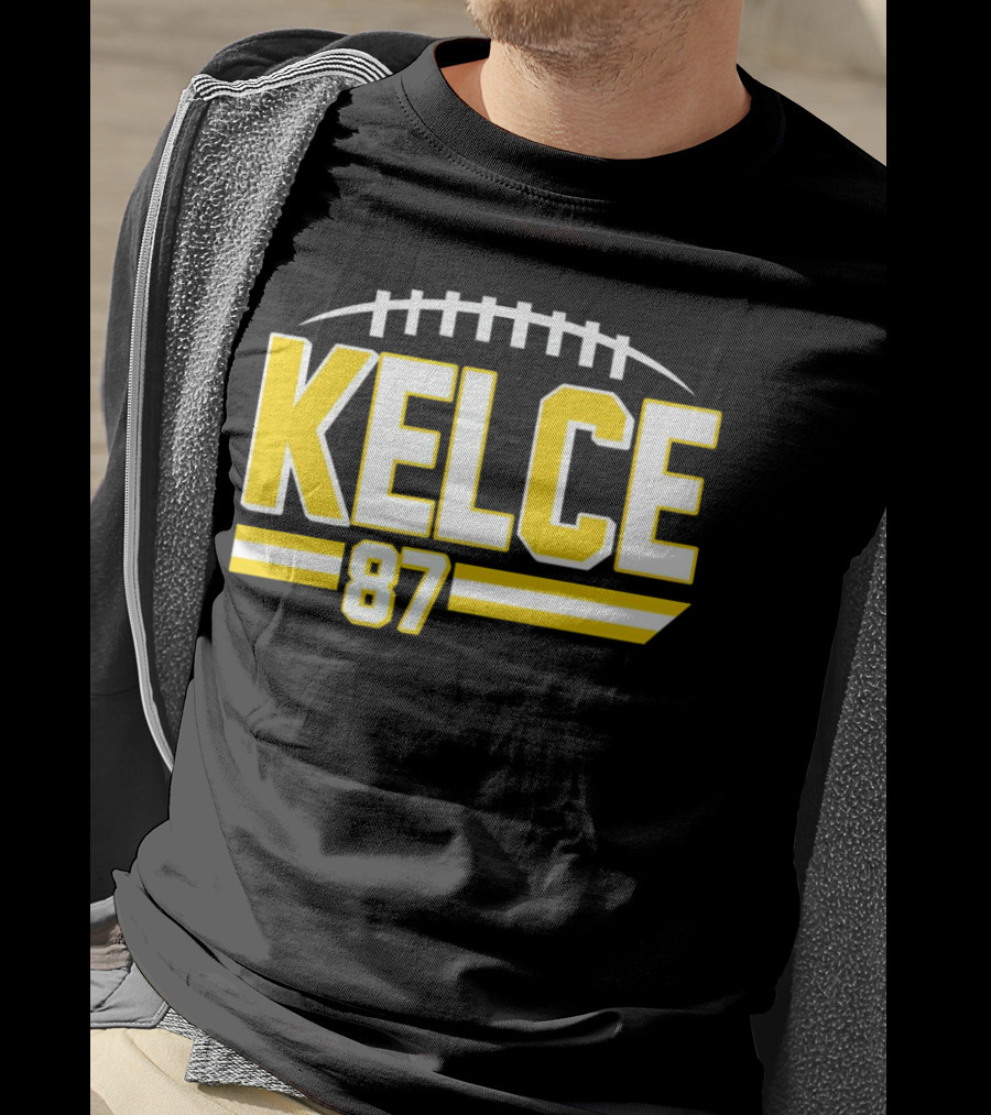 Kelce 87 Chiefs Football Team Icon Yellow Graphics T-Shirt