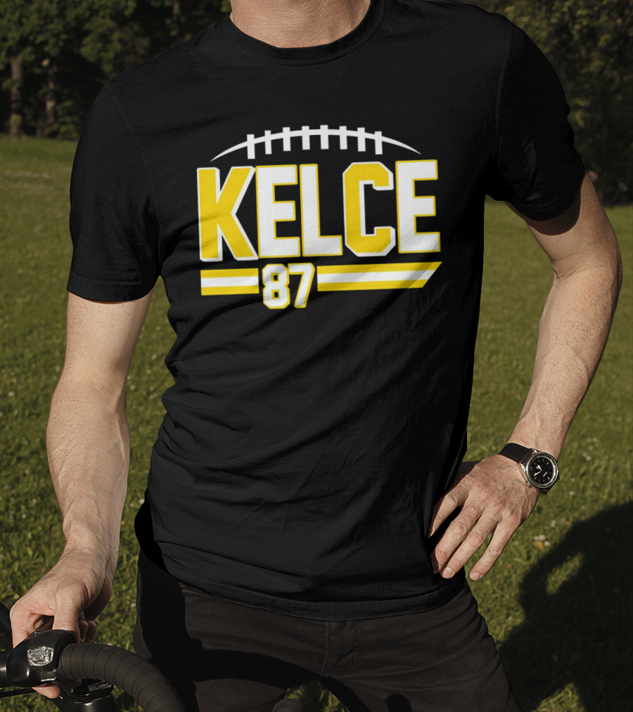 Kelce 87 Chiefs Football Team Icon Yellow Graphics T-Shirt