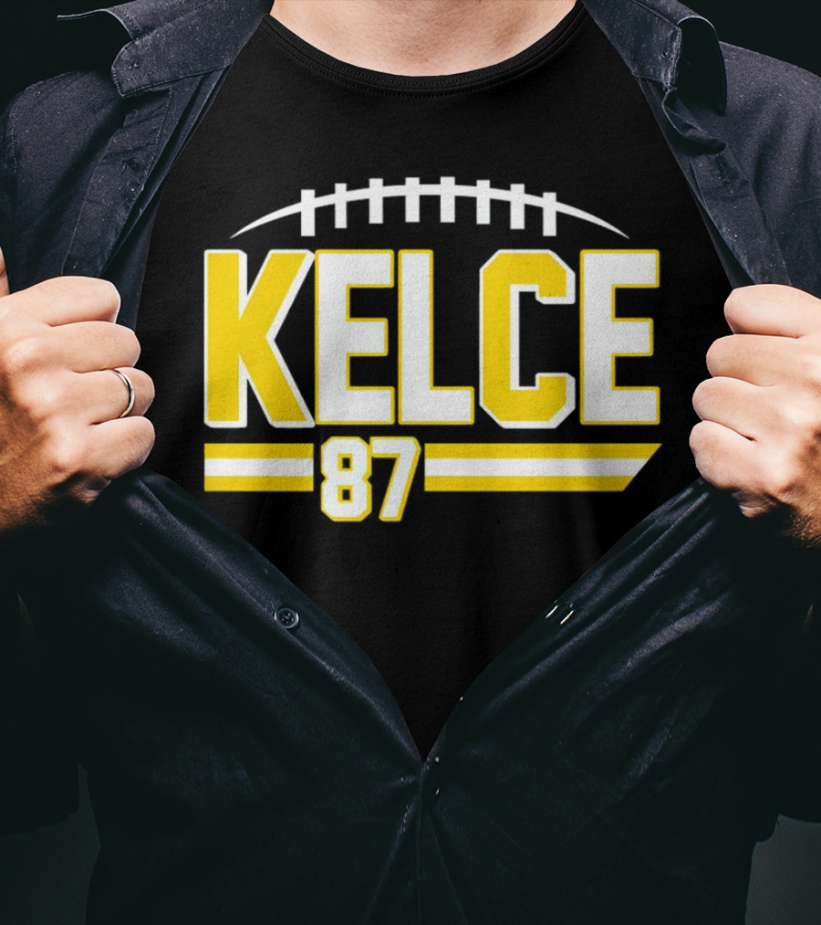 Kelce 87 Chiefs Football Team Icon Yellow Graphics T-Shirt