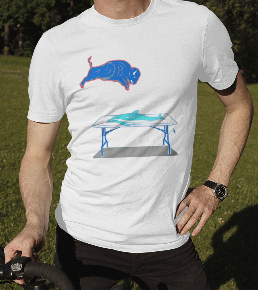 Buffalo Bills Jumping Over Table Miami Dolphins T-Shirt