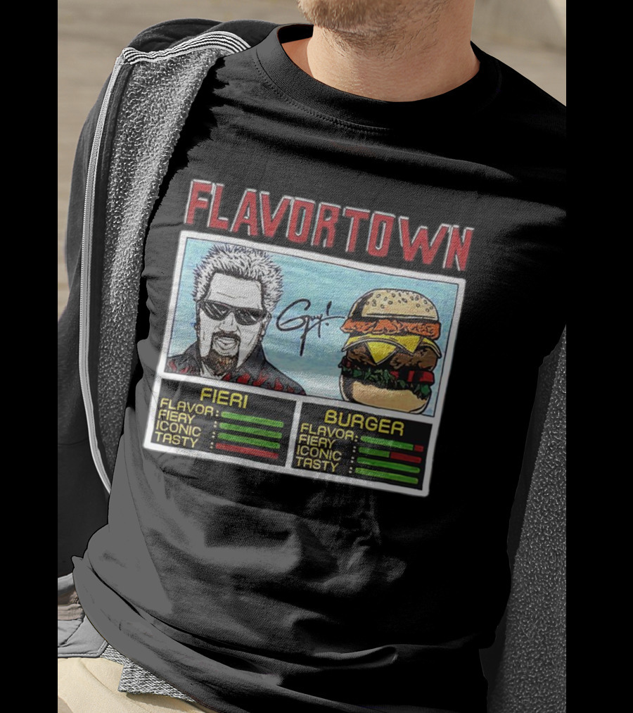 Flavortown Fieri Burger Flavor Fiery Iconic Tasty T-Shirt