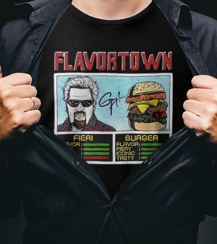 Flavortown Fieri Burger Flavor Fiery Iconic Tasty T-Shirt
