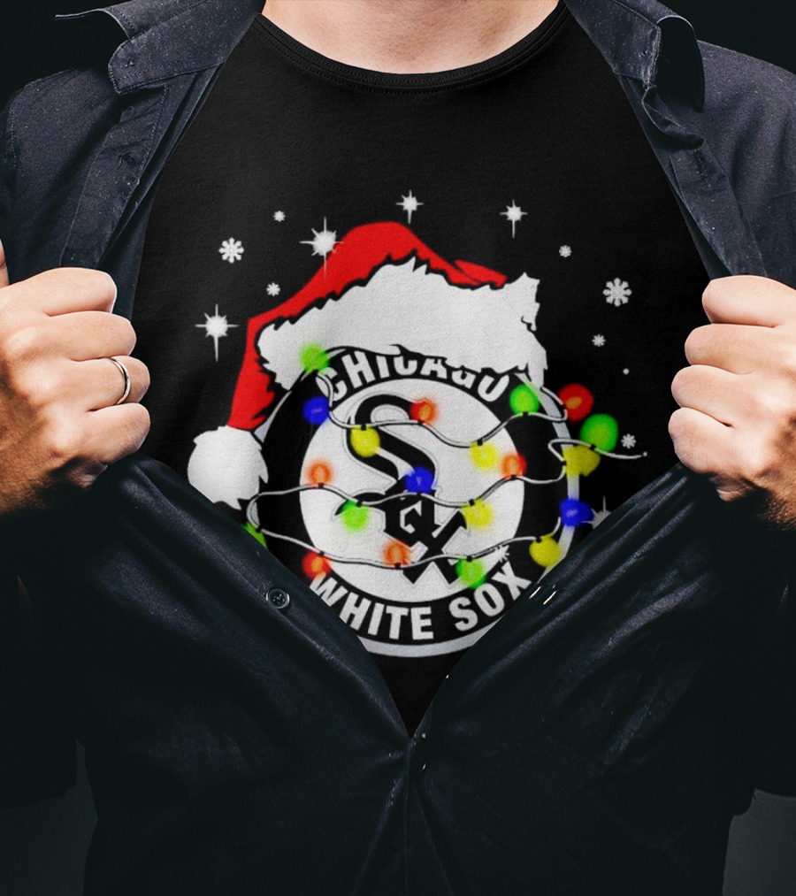 Chicago White Sox Christmas Santa Hat With Lights T-Shirt