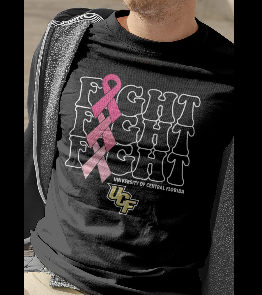 UCF University Of Central Florida Fight Fight Fight Breast Cancer Pink T-Shirt