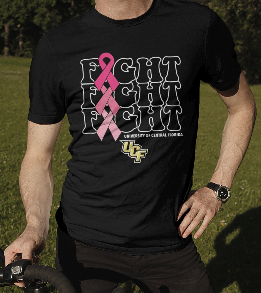 UCF University Of Central Florida Fight Fight Fight Breast Cancer Pink T-Shirt