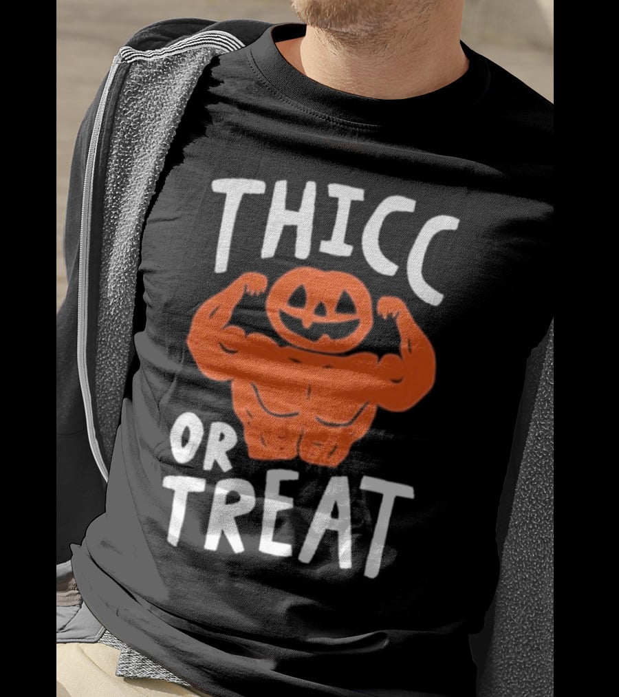 Bri Missbrisolo Thicc Or Treat Halloween Pumpkin Jack-O'-Lantern Bodybuilder T-Shirt