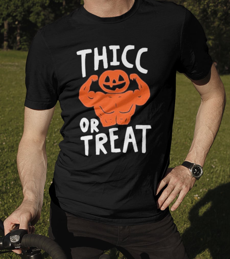 Bri Missbrisolo Thicc Or Treat Halloween Pumpkin Jack-O'-Lantern Bodybuilder T-Shirt