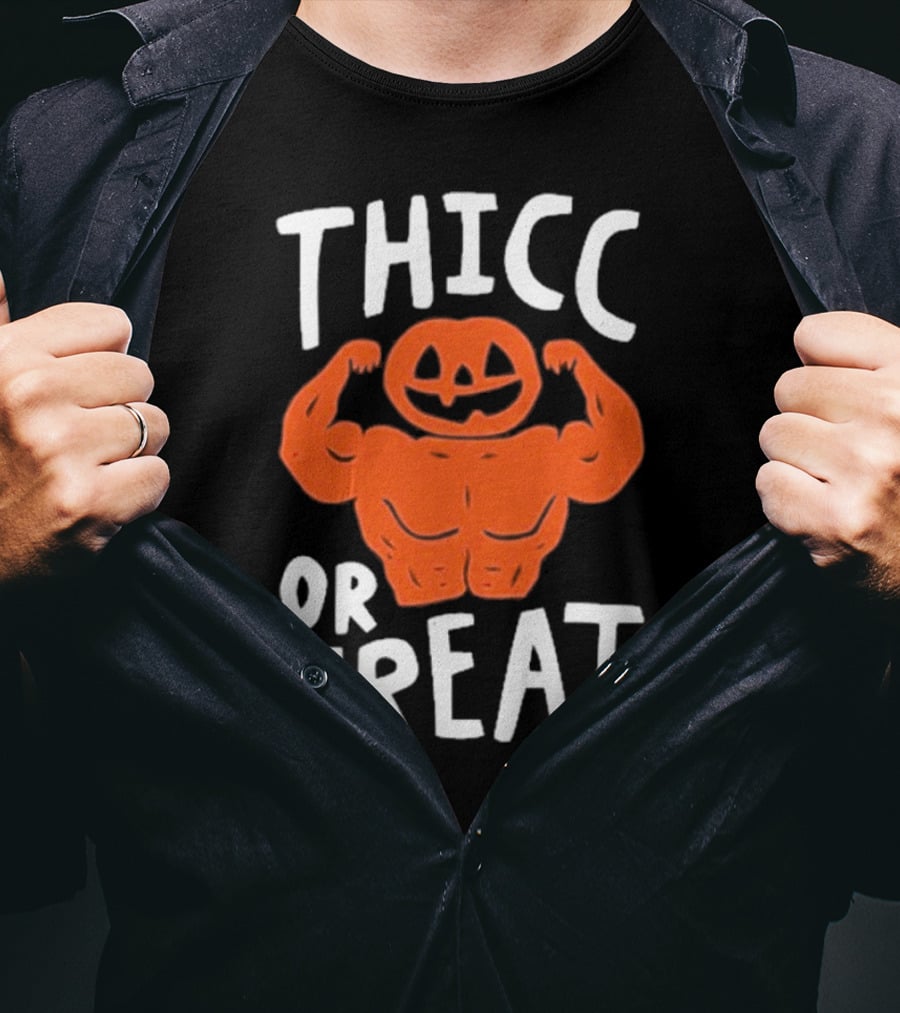 Bri Missbrisolo Thicc Or Treat Halloween Pumpkin Jack-O'-Lantern Bodybuilder T-Shirt