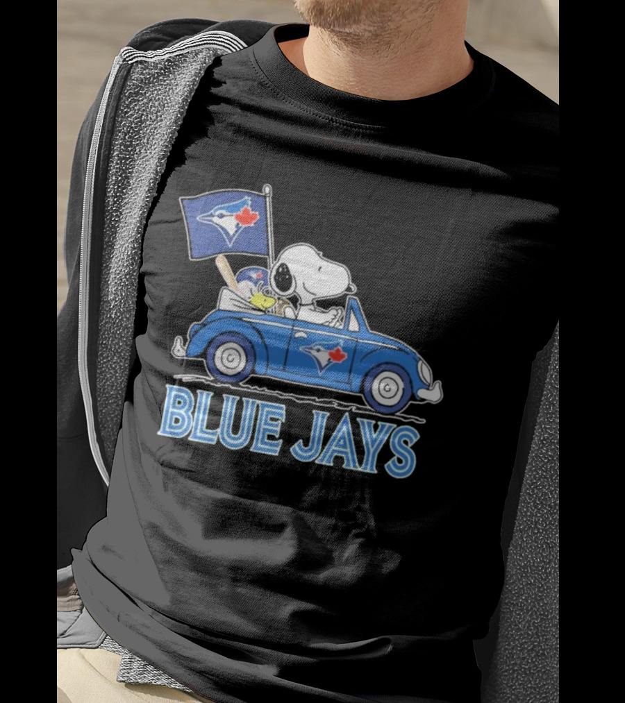 Snoopy Woodstock Toronto Blue Jays Car Blue Jays Flag T-Shirt