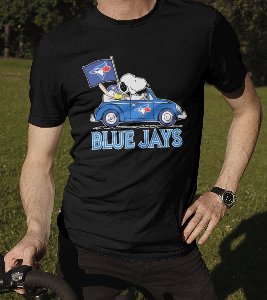 Snoopy Woodstock Toronto Blue Jays Car Blue Jays Flag T-Shirt