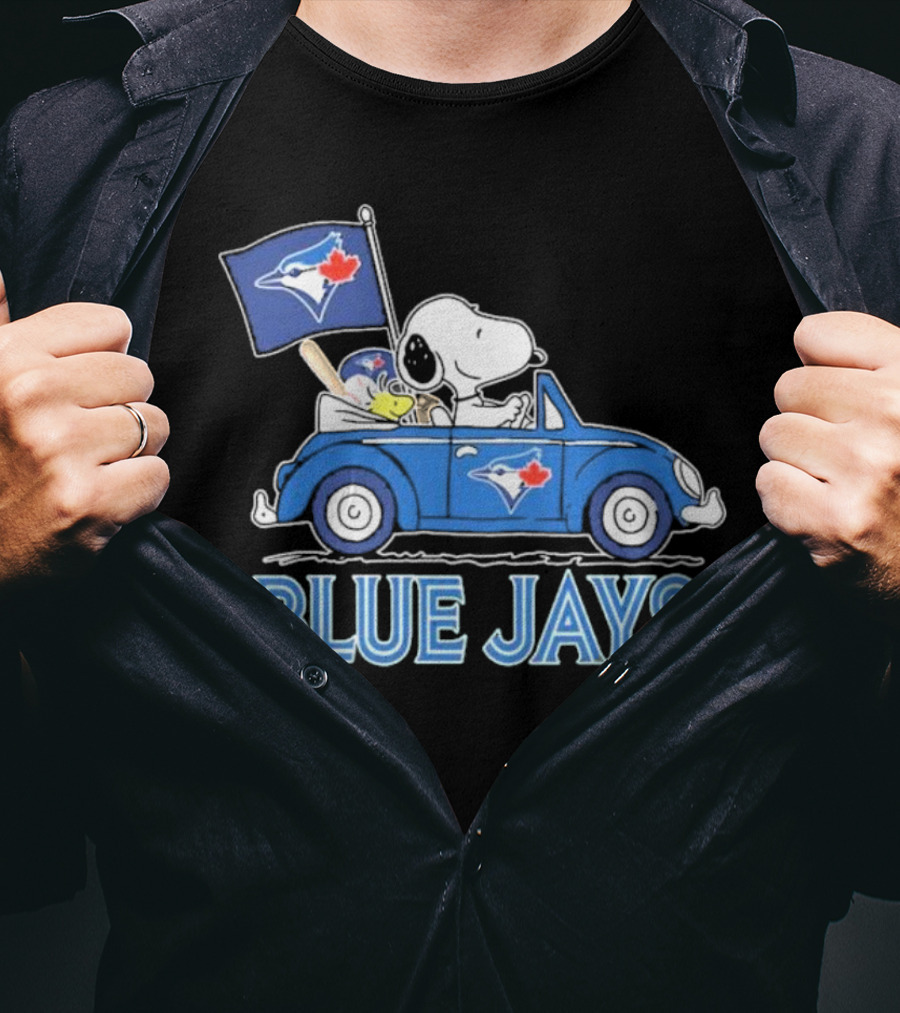 Snoopy Woodstock Toronto Blue Jays Car Blue Jays Flag T-Shirt