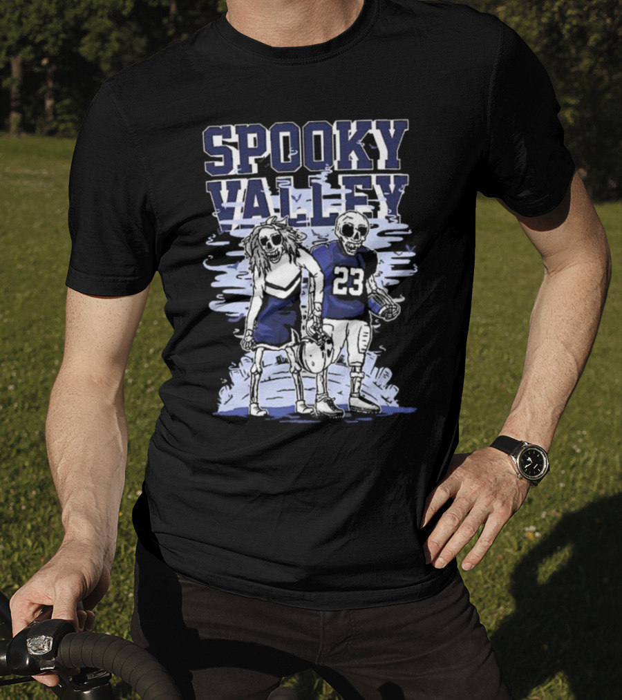 Spooky Valley Penn State Nittany Lions Halloween Skeleton Football Player And Cheerleader T-Shirt