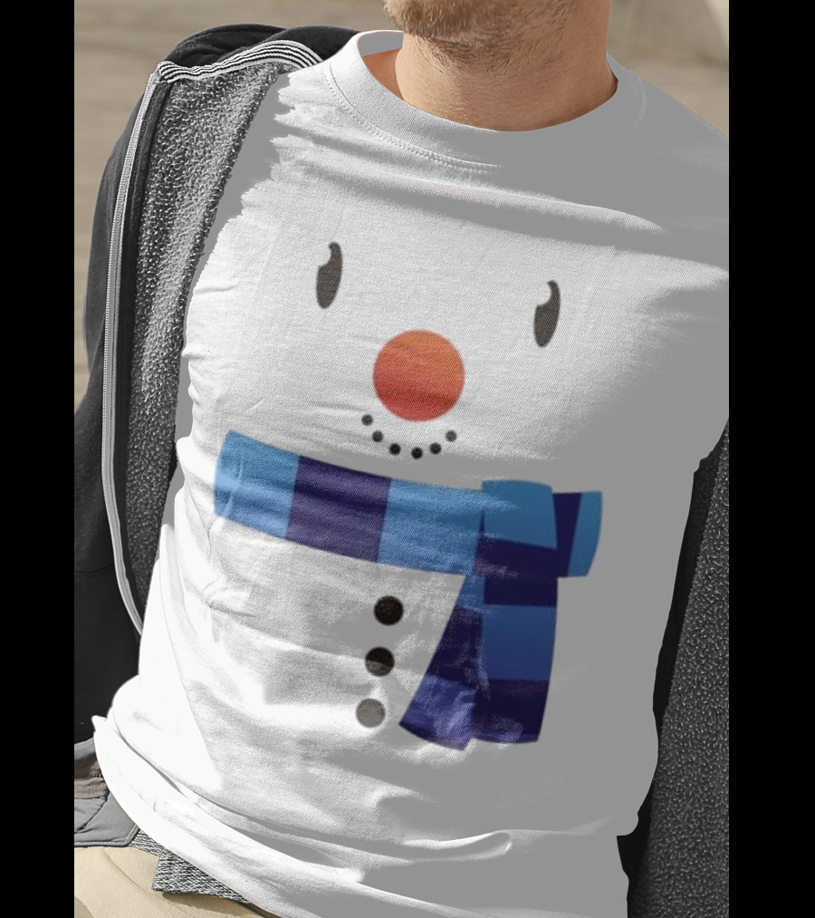 Snowman Suit Christmas Blue Scarf Simple Face T-Shirt