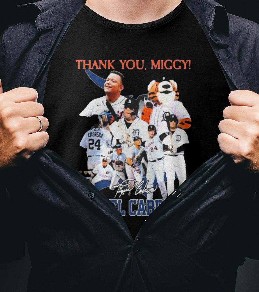 Thank You Miggy Miguel Cabrera Detroit Tigers Legend Signature T-Shirt