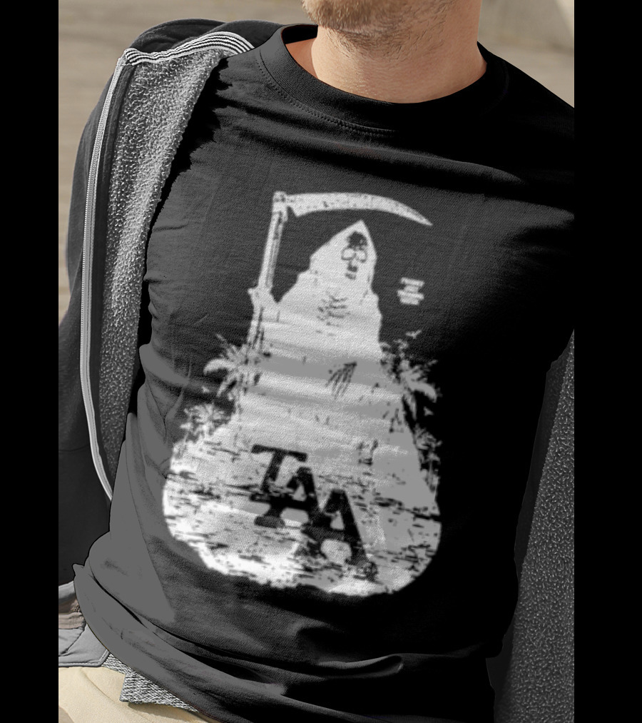 Treading Water TAA Grim Reaper With Scythe And Palm Trees T-Shirt