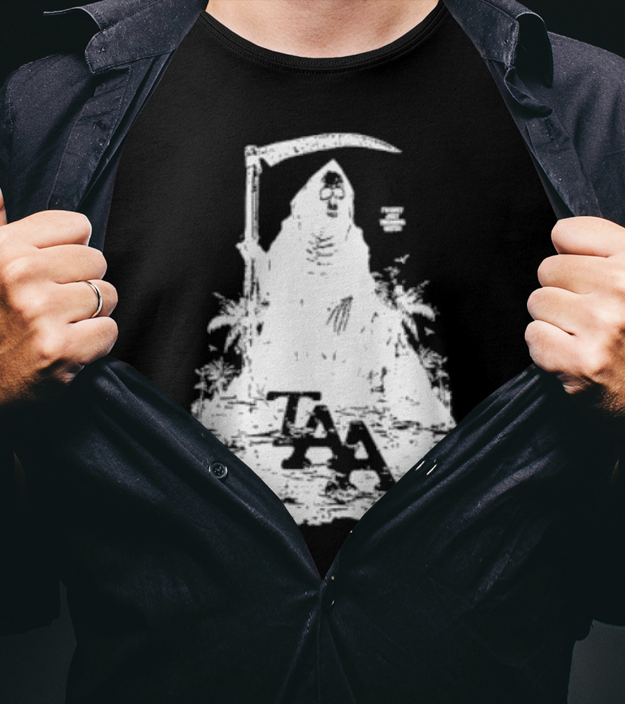 Treading Water TAA Grim Reaper With Scythe And Palm Trees T-Shirt
