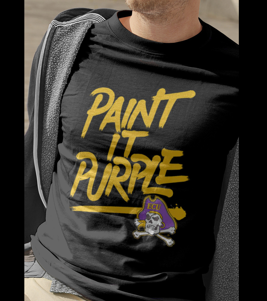 Paint It Purple Carolina ECU Pirates Skull T-Shirt