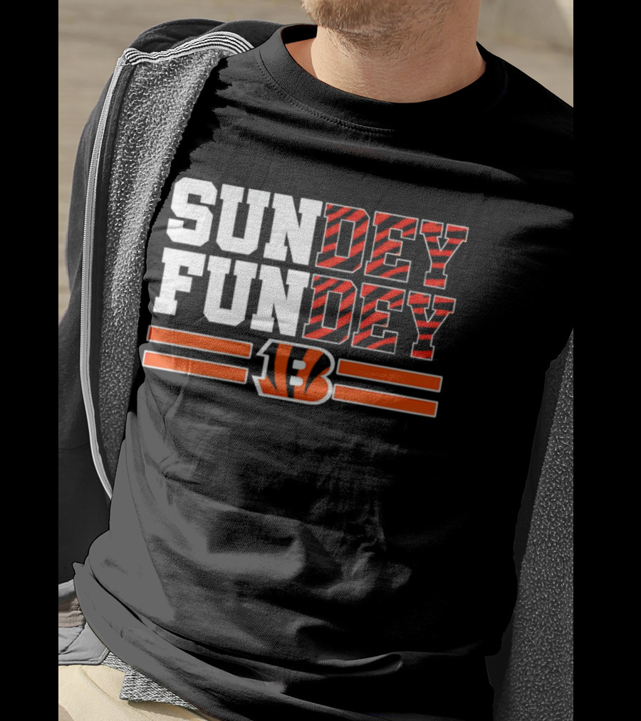 Cincinnati Bengals Sundey Funday B Logo Orange Stripes T-Shirt
