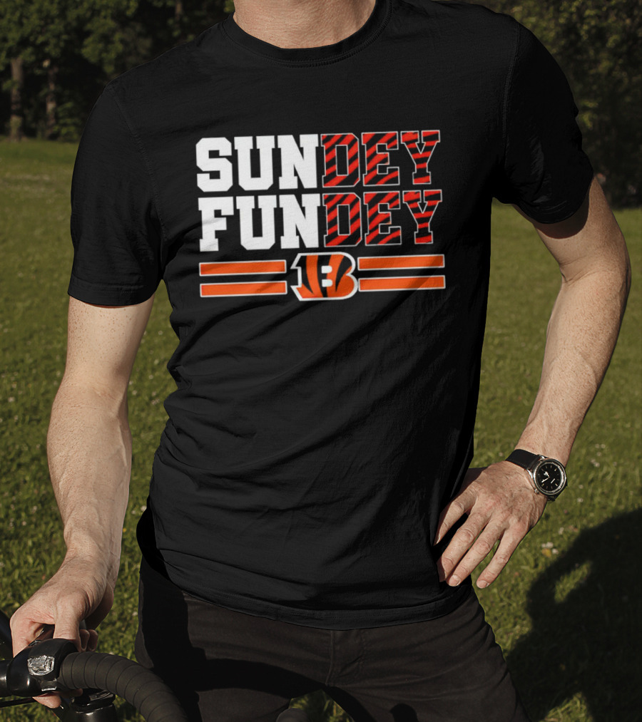 Cincinnati Bengals Sundey Funday B Logo Orange Stripes T-Shirt
