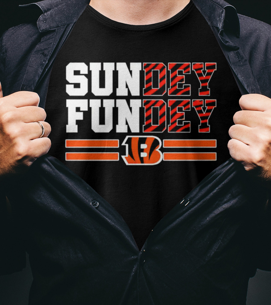 Cincinnati Bengals Sundey Funday B Logo Orange Stripes T-Shirt