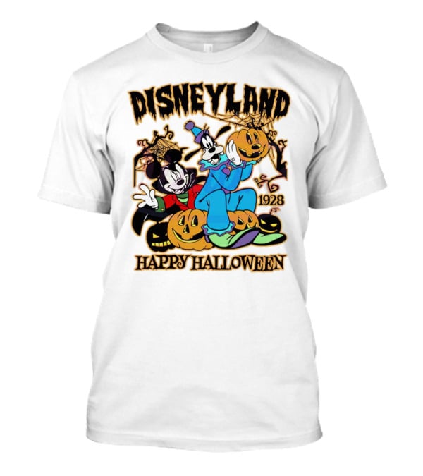 Disneyland Happy Halloween 1928 Mickey Goofy Pumpkins T-Shirt
