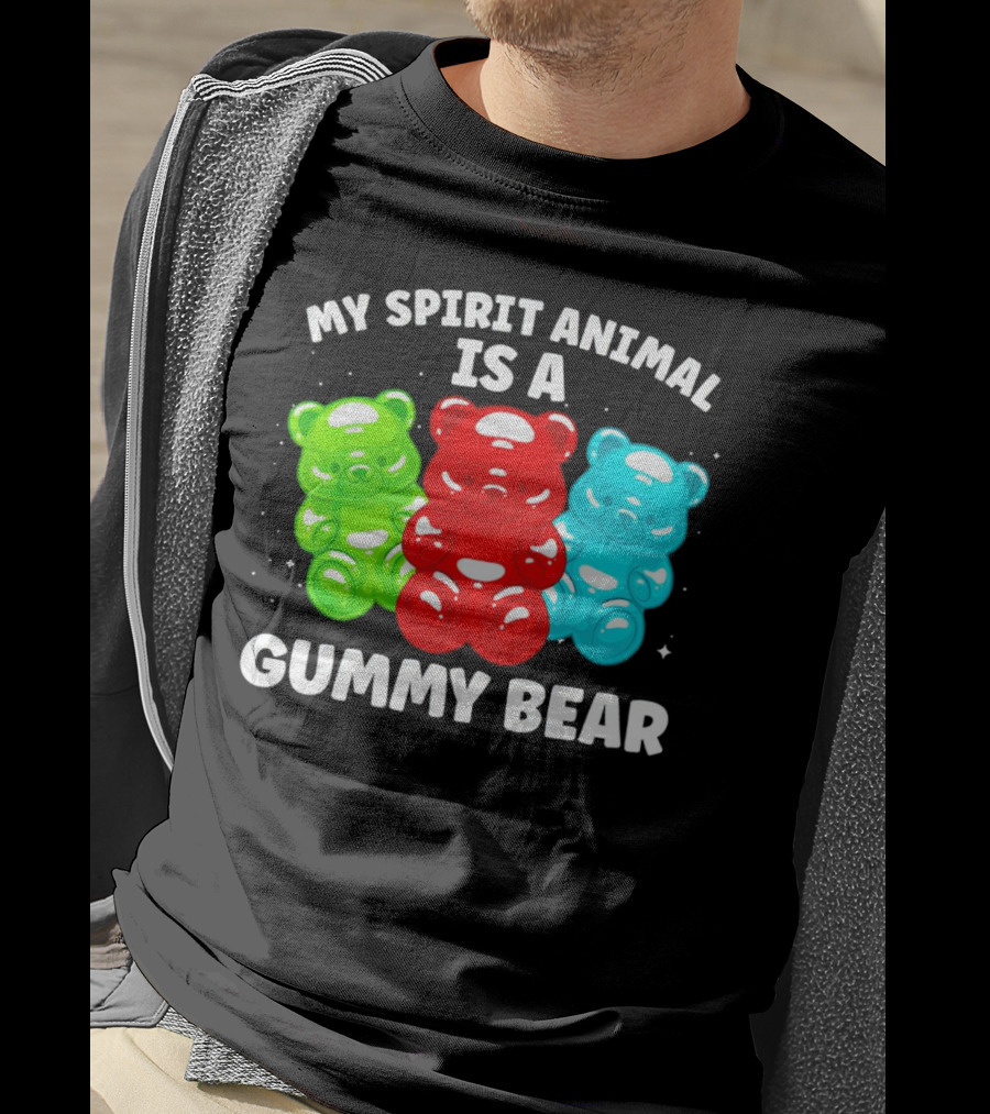 My Spirit Animal Is A Gummy Bear Trio Featuring Red Green And Blue Bears T-Shirt