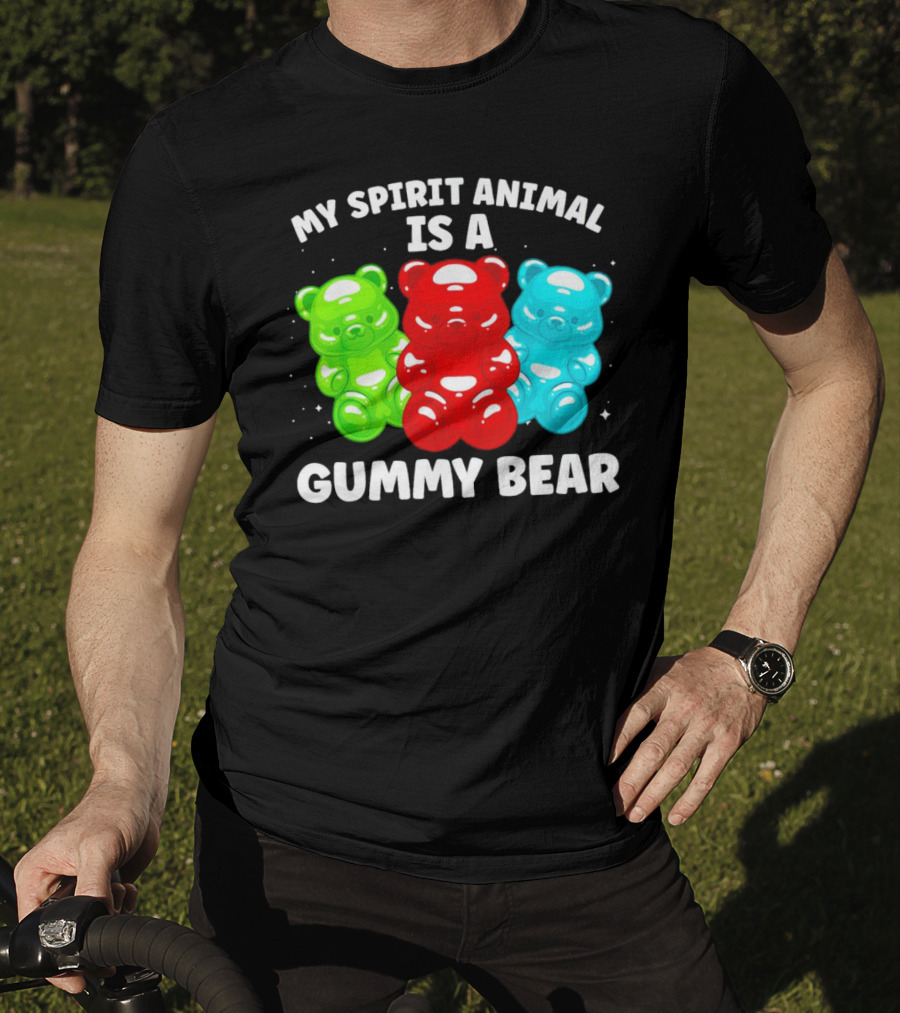 My Spirit Animal Is A Gummy Bear Trio Featuring Red Green And Blue Bears T-Shirt
