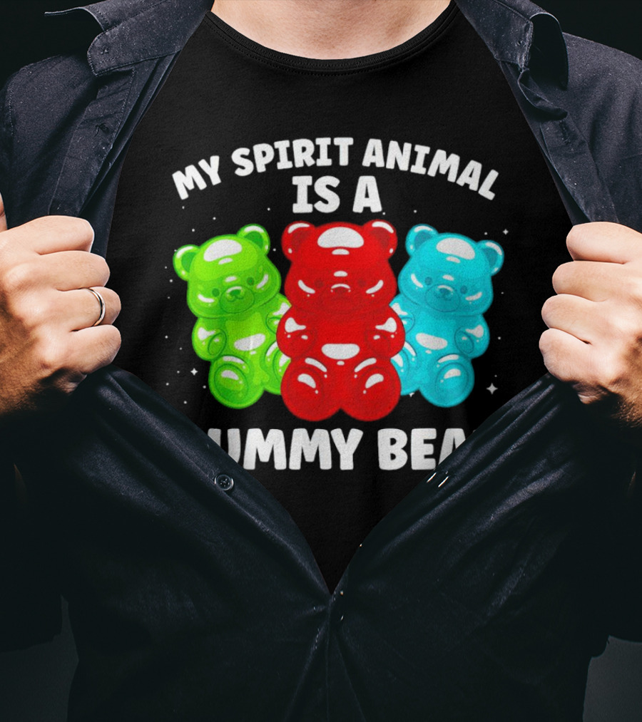 My Spirit Animal Is A Gummy Bear Trio Featuring Red Green And Blue Bears T-Shirt