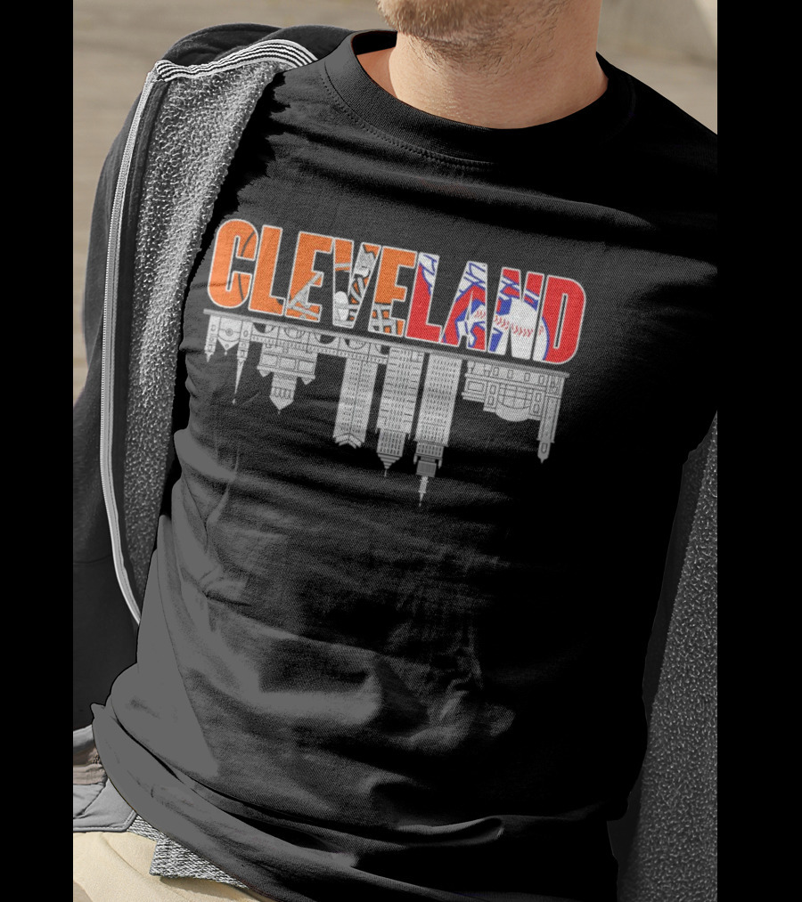 Cleveland City Sports Team Cleveland Browns Cleveland Guardians Skyline T-Shirt