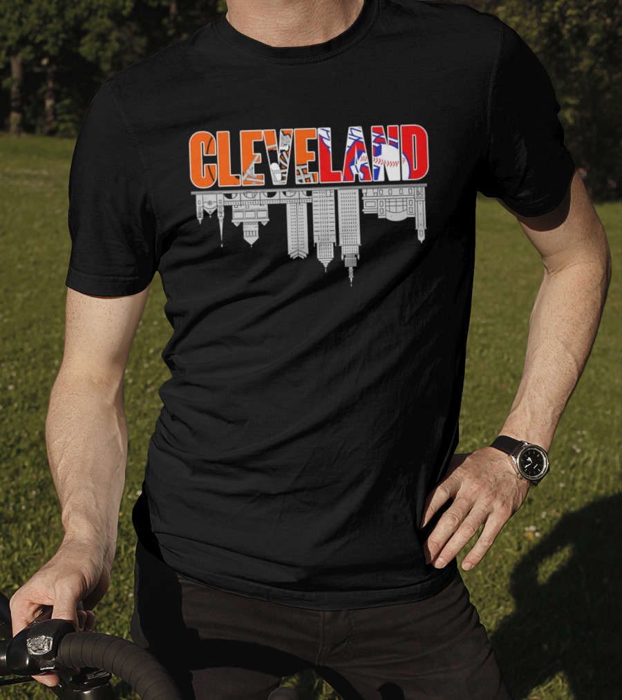 Cleveland City Sports Team Cleveland Browns Cleveland Guardians Skyline T-Shirt