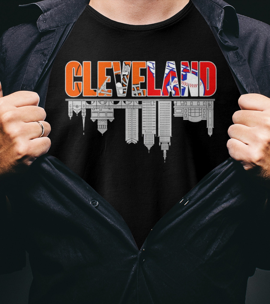 Cleveland City Sports Team Cleveland Browns Cleveland Guardians Skyline T-Shirt