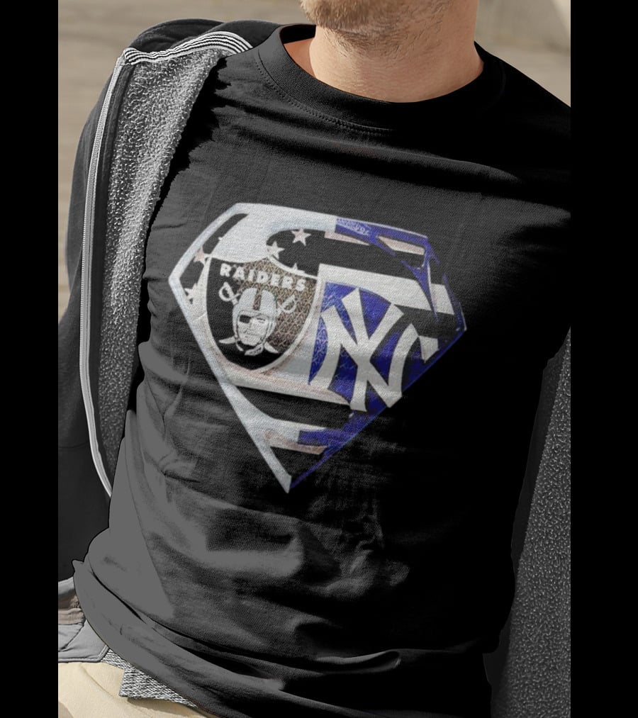 Las Vegas Raiders New York Yankees Superman Shield T-Shirt