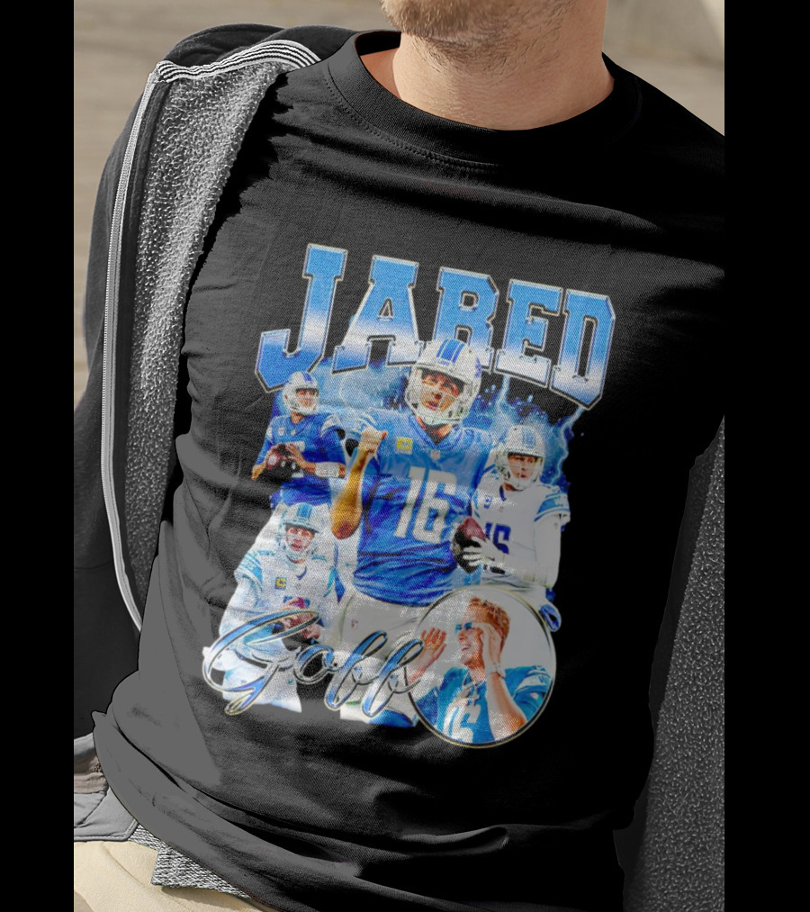Jared Goff Detroit Lions Quarterback Football Action Montage T-Shirt