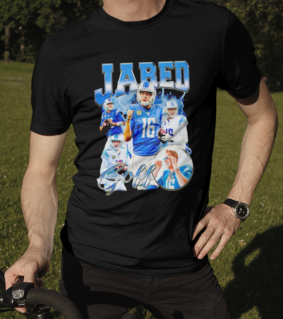 Jared Goff Detroit Lions Quarterback Football Action Montage T-Shirt