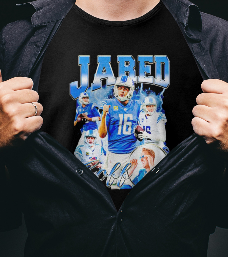Jared Goff Detroit Lions Quarterback Football Action Montage T-Shirt