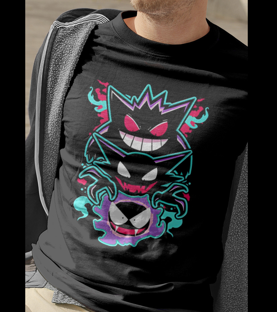 Pokemon Gengar Haunter Gastly Ghostly Trio T-Shirt