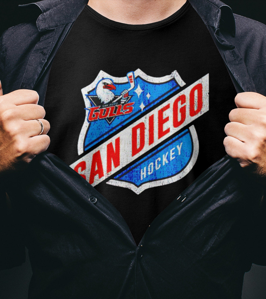 San Diego Gulls Hockey Team Shield Emblem T-Shirt